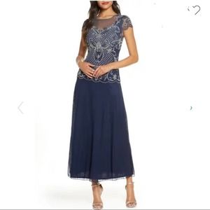 Pissarro Nights Mock Two Piece Beaded Bodice Dress